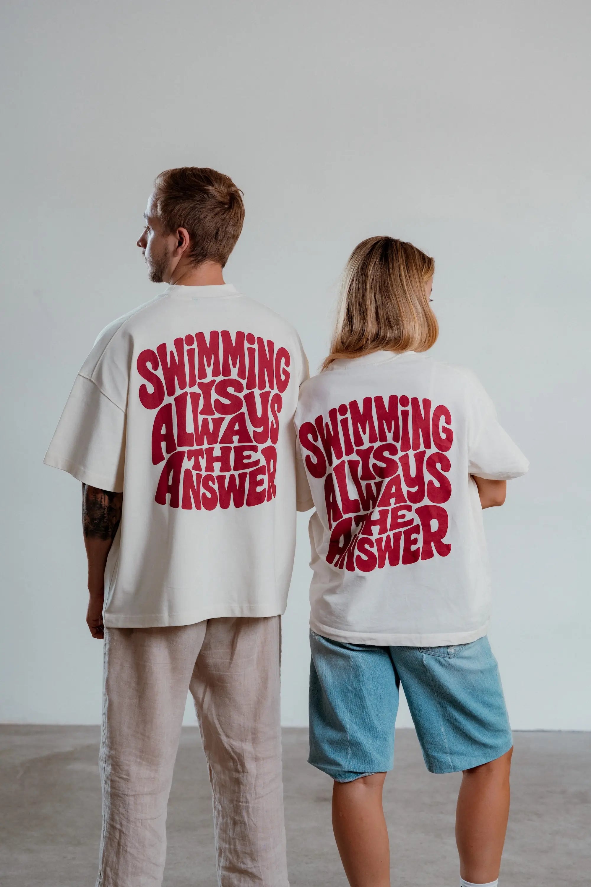 Swimming is always the answer - Oversized Shirt Red
