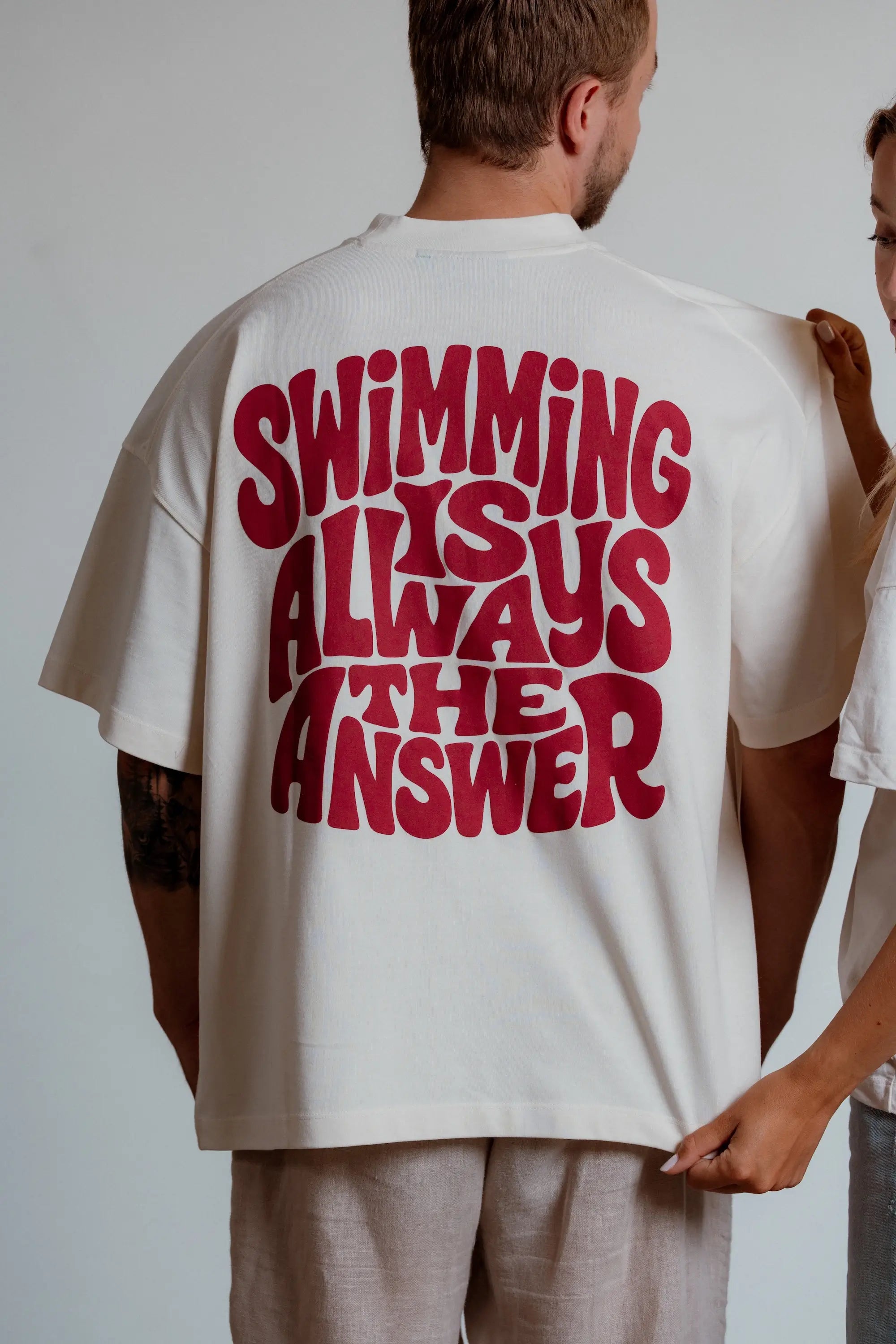 Swimming is always the answer - Oversized Shirt Red